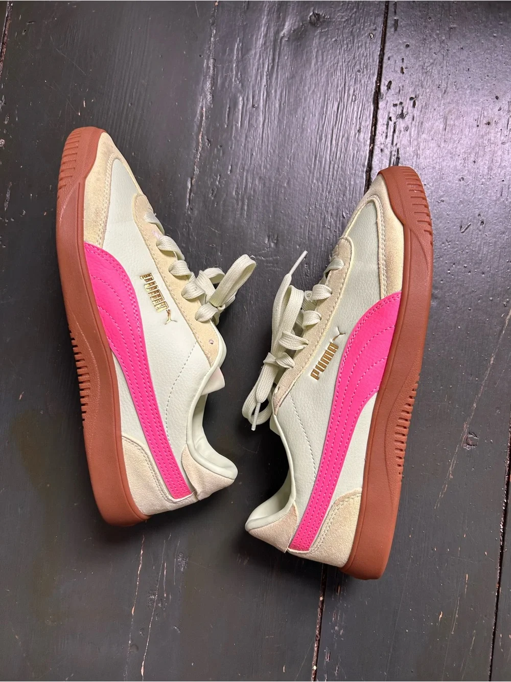 Puma Womens Palermo OG Light Green Pink Sneakers Size 8.5